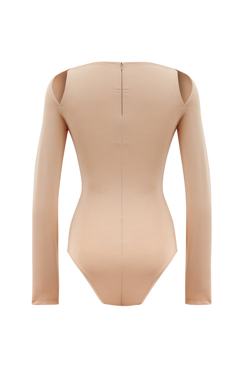 Neck And Chest Detailed Snap Crotch Body With Long Sleeves